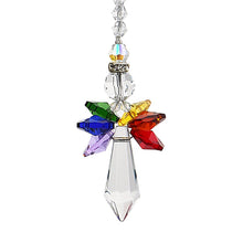 Load image into Gallery viewer, H&amp;D Crystal Guardian Angel Suncatcher Car Charm for Rear View Mirror Home Garden Hanging Decoration Gift (Chakra)